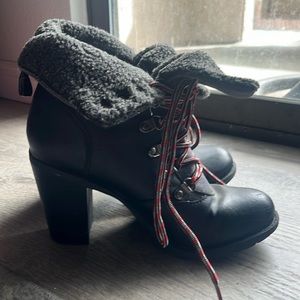 REPORT Black Heeled Combat Boots